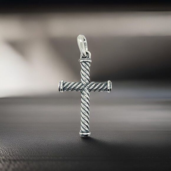 David Yurman Estate Unisex Cable Cross Sterling Silver DY540 - Picture 1 of 11